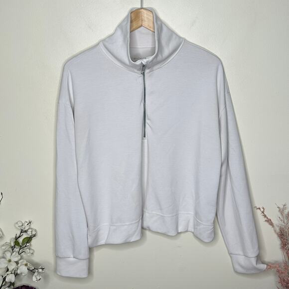 ATHLETA Seasoft Quarter Zip Pullover Sweatshirt Magnolia White Sz L {VV26} - Picture 3 of 7